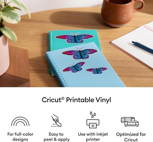 فينيل قابل للطباعة من Cricut® - 20 ورقة بحجم حرف أمريكي (8.5 × 11 بوصة) - فضي - للاستخدام مع طابعة نافثة للحبر - سهل الاستخدام - متوافق مع Cricut Joy Xtra™ وExplore® وMaker® in Kuwait