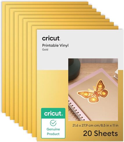 فينيل قابل للطباعة من Cricut® - 20 ورقة بحجم حرف أمريكي (8.5 × 11 بوصة) - فضي - للاستخدام مع طابعة نافثة للحبر - سهل الاستخدام - متوافق مع Cricut Joy Xtra™ وExplore® وMaker® in Saudi Arabia