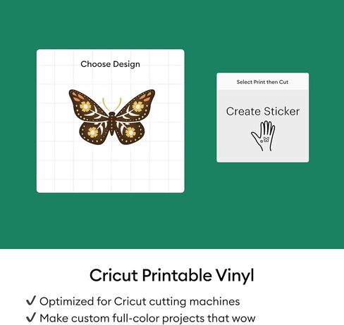 فينيل قابل للطباعة من Cricut® - 20 ورقة بحجم حرف أمريكي (8.5 × 11 بوصة) - فضي - للاستخدام مع طابعة نافثة للحبر - سهل الاستخدام - متوافق مع Cricut Joy Xtra™ وExplore® وMaker® in Saudi Arabia