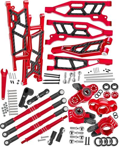RC Upgrades Part Front&Rear Suspension A-Arms&Steering Blocks Hub Stub Axle Carriers&Turnbuckles Camber Links w/25T Servo for 1/8 Kraton (Also for V4&V5)/Notorious/Outcast 6S 4WD BLX.Red in Saudi Arabia