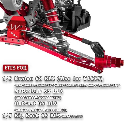 RC Upgrades Part Front&Rear Suspension A-Arms&Steering Blocks Hub Stub Axle Carriers&Turnbuckles Camber Links w/25T Servo for 1/8 Kraton (Also for V4&V5)/Notorious/Outcast 6S 4WD BLX.Red in Saudi Arabia