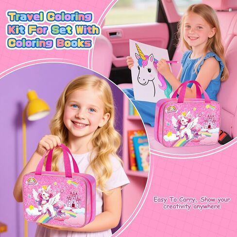 73PCS Unicorn Washable Markers Set with Glitter Pencil Case, Art Supplies and Craft for Girls Ages 4-6-8,Kids Coloring Drawing Kit with Marker,Colored Pencil,Crayon,Gel Pen,Birthday Gift Toys for Girl in Saudi Arabia
