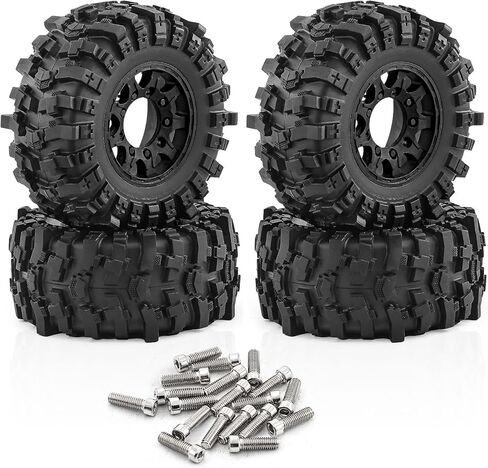 عجلات وإطارات RC لإطارات الشاحنات وإطارات قصيرة المدى لسيارة Arrm a Senton، Slash 2WD 4×4، Axia1، Rc 4wd، Red cat، إطارات مطاطية للعجلات البلاستيكية، 4 قطع (أسود) in Kuwait