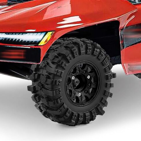 عجلات وإطارات RC لإطارات الشاحنات وإطارات قصيرة المدى لسيارة Arrm a Senton، Slash 2WD 4×4، Axia1، Rc 4wd، Red cat، إطارات مطاطية للعجلات البلاستيكية، 4 قطع (أسود) in Kuwait