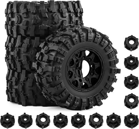 عجلات وإطارات RC لإطارات الشاحنات وإطارات قصيرة المدى لسيارة Arrm a Senton، Slash 2WD 4×4، Axia1، Rc 4wd، Red cat، إطارات مطاطية للعجلات البلاستيكية، 4 قطع (أسود) in Kuwait
