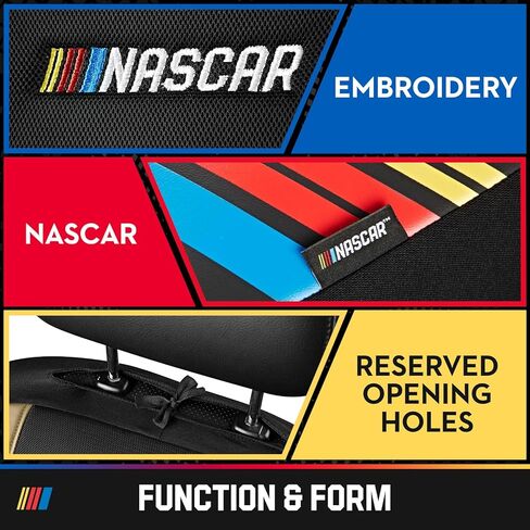 NASCAR Car Seat Covers, Black Leather and Mesh Seat Covers, Universal Fit Front Seat Covers for Cars with Airbag-Compatible Design, Durable Racing-Inspired Car Interior for Cars, Trucks & SUVs in Saudi Arabia