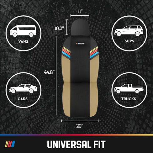 NASCAR Car Seat Covers, Black Leather and Mesh Seat Covers, Universal Fit Front Seat Covers for Cars with Airbag-Compatible Design, Durable Racing-Inspired Car Interior for Cars, Trucks & SUVs in Saudi Arabia