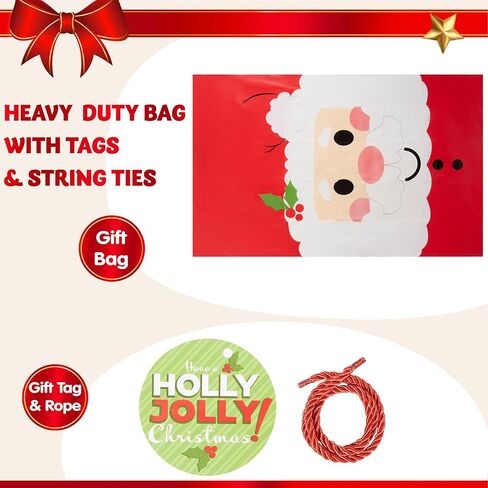 JOYIN Jumbo Christmas Santa Gift Bag Plastic Xmas Gift Wrapping Bag 56"x36" for Gift Giving, Holiday Presents, Giant Gifts Decorations, Festive Surprises in Saudi Arabia
