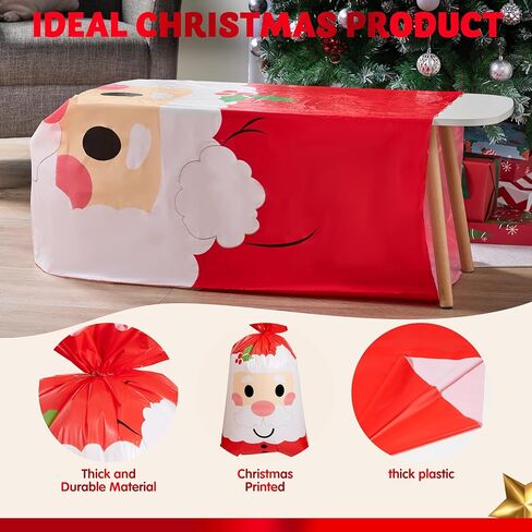 JOYIN Jumbo Christmas Santa Gift Bag Plastic Xmas Gift Wrapping Bag 56"x36" for Gift Giving, Holiday Presents, Giant Gifts Decorations, Festive Surprises in Saudi Arabia