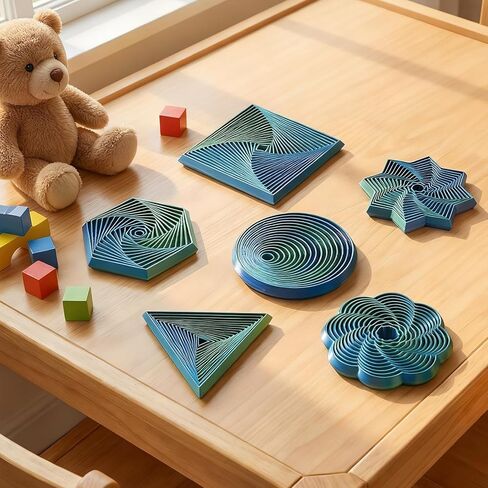 6 Pcs Fractal Fidget Hexagon 3D Printed Fidgets Stress Relief Sensory Tool Colorful Whirling Spiral Mindful Meditation Tool for ADHD Autism Anxiety Relief Christmas Birthday Gift in Saudi Arabia