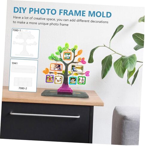 STOBOK 1set Silicone Photo Frame Mold Unique Tree Shape Design for Crafts Flexible Epoxy Molding Tool for Creative Projects for Handmade and Home Decor in Saudi Arabia