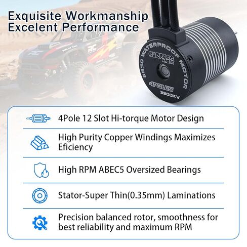 جهاز التحكم الإلكتروني في السرعة Surpass Hobby 60A بدون فرشاة ESC مقاوم للماء لشاحنة سيارة RC 1/10 على الطرق الوعرة in Kuwait
