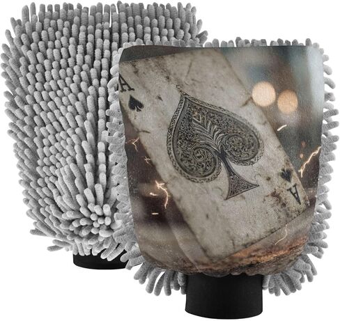 قفاز غسيل السيارات مطبوع عليه بطاقة سريالية من AIXIWAWA، قفاز غسيل مقاوم للخدش وماص للماء، عبوة من قطعتين متوسطة الحجم in Kuwait