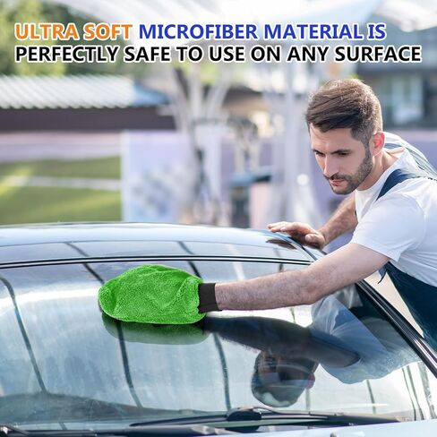 6 Pcs Microfiber Dusting Mitt with Thumb Washable Reusable Household Cleaning Mitt Car Wash Gloves Terry Dusting Gloves for Plant Wheel House Blinds Kitchen (Blue, Grey,8.85 x 7.08 Inch) in Saudi Arabia