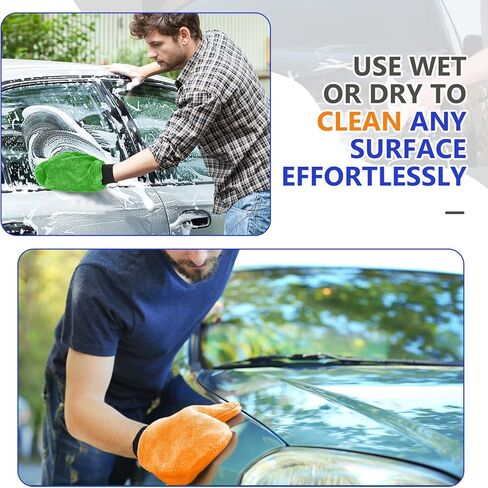 6 Pcs Microfiber Dusting Mitt with Thumb Washable Reusable Household Cleaning Mitt Car Wash Gloves Terry Dusting Gloves for Plant Wheel House Blinds Kitchen (Blue, Grey,8.85 x 7.08 Inch) in Saudi Arabia