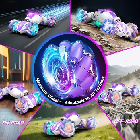 Gesture Sensing RC Stunt Car, 4WD Hand-Controlled 2.4GHz Remote Control Drift Cars for Boys Girls Age 6-8-12, All-Terrain Off-Road Twist Toy Cars with Lights Music for Birthday Gifts(Purple) in Saudi Arabia