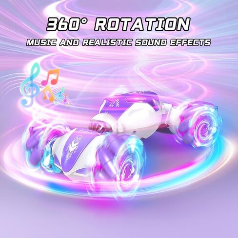 Gesture Sensing RC Stunt Car, 4WD Hand-Controlled 2.4GHz Remote Control Drift Cars for Boys Girls Age 6-8-12, All-Terrain Off-Road Twist Toy Cars with Lights Music for Birthday Gifts(Purple) in Saudi Arabia