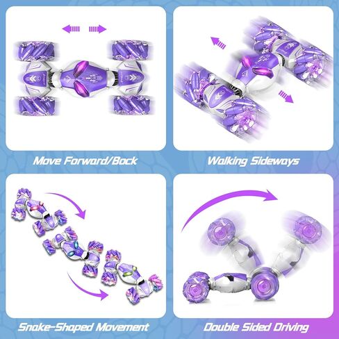 Gesture Sensing RC Stunt Car, 4WD Hand-Controlled 2.4GHz Remote Control Drift Cars for Boys Girls Age 6-8-12, All-Terrain Off-Road Twist Toy Cars with Lights Music for Birthday Gifts(Purple) in Saudi Arabia