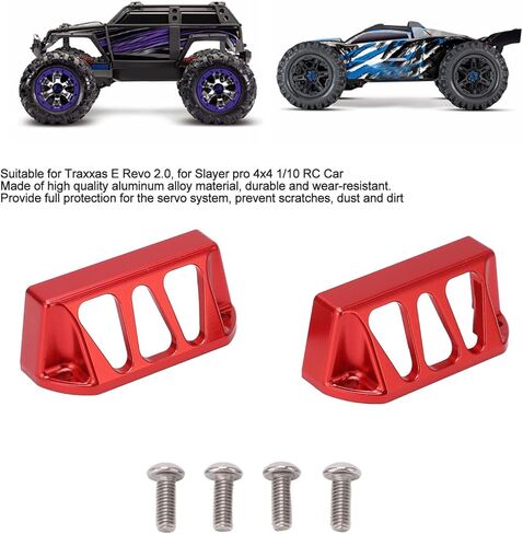 2PCS Red Aluminum Alloy Steering Servo Guard Protector Cover for E Revo 2 0 1/10 RC Car Slayer Pro 4x4 Durable Upgrade Parts with Sleek Design Lightweight 31g Servo Accessories (Red) in Saudi Arabia
