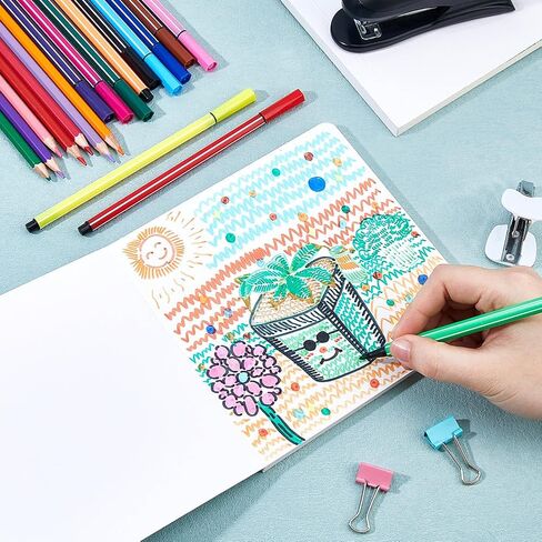 SUPERFINDINGS كتاب لوحي فارغ 10 أوراق مربعة من الورق لوحة رسم غلاف فني لوحة رسم فارغة 16.5 × 16.5 سم (6.5 بوصة × 6.5 بوصة) للفنانين المبتدئين، أبيض in Saudi Arabia