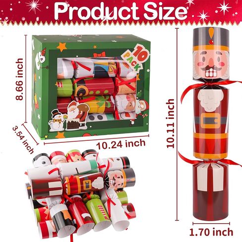 12 حزمة من هدايا حفلات عيد الميلاد بدون كبس، هدايا طاولة عيد الميلاد مع قبعة الحفلات، نكتة وهدية صغيرة بالداخل، لوازم تقاليد عشاء العطلات الموسمية لعيد الميلاد للأطفال والكبار in Kuwait