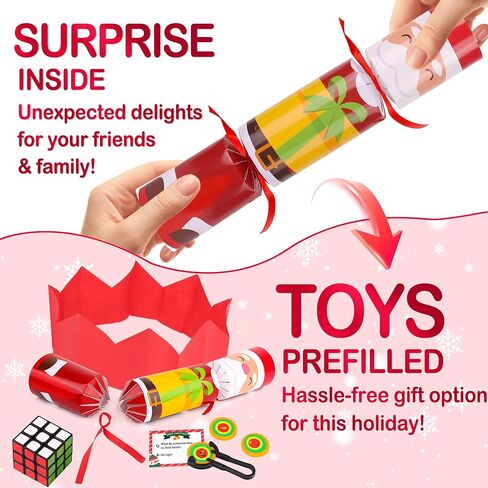 12 حزمة من هدايا حفلات عيد الميلاد بدون كبس، هدايا طاولة عيد الميلاد مع قبعة الحفلات، نكتة وهدية صغيرة بالداخل، لوازم تقاليد عشاء العطلات الموسمية لعيد الميلاد للأطفال والكبار in Kuwait