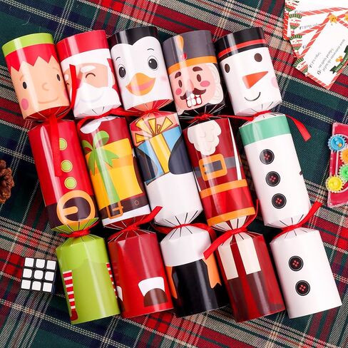 12 حزمة من هدايا حفلات عيد الميلاد بدون كبس، هدايا طاولة عيد الميلاد مع قبعة الحفلات، نكتة وهدية صغيرة بالداخل، لوازم تقاليد عشاء العطلات الموسمية لعيد الميلاد للأطفال والكبار in Kuwait