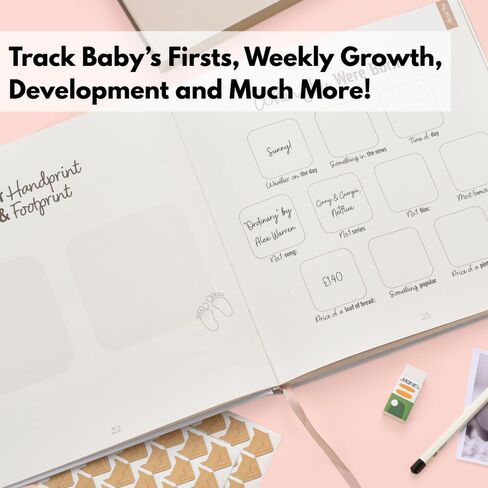 gateway22 Baby Journal – Memory Book for New Mom & Ideal for Showers – Photo and Writing Space – From Birth to 5 Years – Includes Photo Corner Stickers in Saudi Arabia
