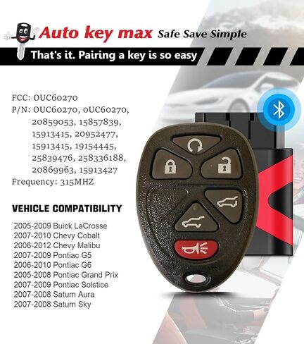 Simple Key Fob Keyless Entry Remote , Replacement for Chevy Traverse 2007-2016 Tahoe Suburban GMC Acadia Yukon Cadillac Escalade OUC60270 OUC60221 (6 Btn Simple Key Kit) in Saudi Arabia