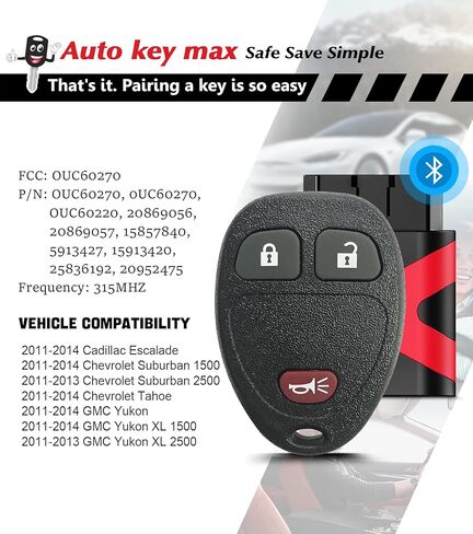 Simple Key Fob Keyless Entry Remote , Replacement for Chevy Traverse 2007-2016 Tahoe Suburban GMC Acadia Yukon Cadillac Escalade OUC60270 OUC60221 (6 Btn Simple Key Kit) in Saudi Arabia