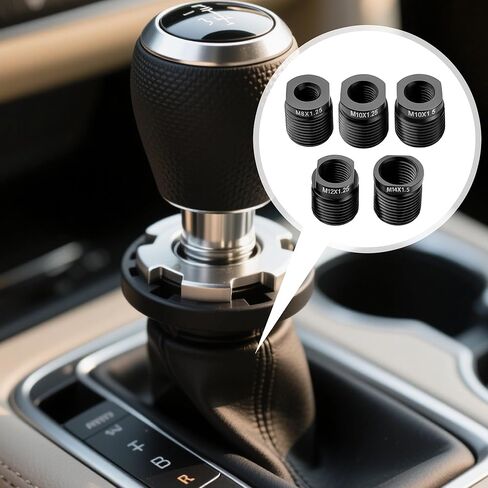 مجموعة محول مقبض التحول - 5 عبوات تناسب M10x1.25 / M12x1.25 / M14x1.25 / M10x1.5 / M14x1.5 سيارات النقل اليدوي والشاحنات وسيارات الدفع الرباعي - إدراجات خيط الألومنيوم in Kuwait