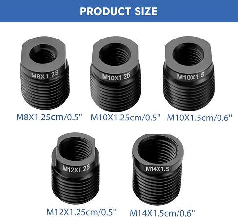 مجموعة محول مقبض التحول - 5 عبوات تناسب M10x1.25 / M12x1.25 / M14x1.25 / M10x1.5 / M14x1.5 سيارات النقل اليدوي والشاحنات وسيارات الدفع الرباعي - إدراجات خيط الألومنيوم in Kuwait