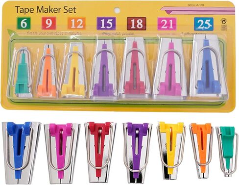 Practical Bias Tape Makers Kits 7 Size 6/9/12/15/18/21/25mm Handmade Quilting Tool for Fabric Sewing and Quilting in Saudi Arabia