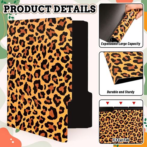 Whaline 24 Pack Animal Prints File Folders Letter Size Safari Leopard Zebra Tiger Giraffe File Pockets with 1/3 Cut Tab for Home Office Classroom Supplies, 8.9 x 11.6 Inch in Saudi Arabia