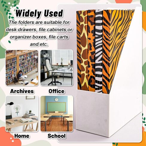 Whaline 24 Pack Animal Prints File Folders Letter Size Safari Leopard Zebra Tiger Giraffe File Pockets with 1/3 Cut Tab for Home Office Classroom Supplies, 8.9 x 11.6 Inch in Saudi Arabia