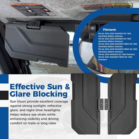 2890571 واقيات الشمس لـ Polaris Ranger XD1500 Premium Northstar 2024 2025، واقي من الشمس قابل للطي مضاد للوهج UTV، قطعتان in Kuwait