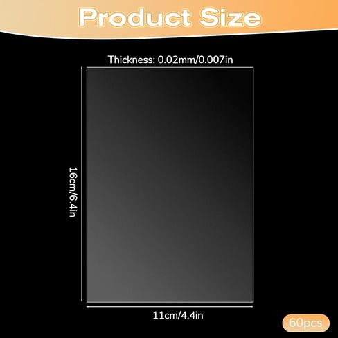 60PCS Heat Resistant Clear Acetate Sheets for Crafts, Transparent Craft Plastic Sheets, 6.4x4.4in Transparency Sheet for DIY Scrapbooks Cards Photo Albums Photo Frame, Anti-Static, Easy to Cut in Saudi Arabia