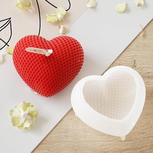 1 Pieces Heart Shaped Silicone Moulds Resin Molds for DIY Crafts Making Chocolate Soap Candle Making Molds(M-2.71x3.03inch) in Kuwait