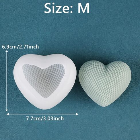 1 Pieces Heart Shaped Silicone Moulds Resin Molds for DIY Crafts Making Chocolate Soap Candle Making Molds(M-2.71x3.03inch) in Kuwait