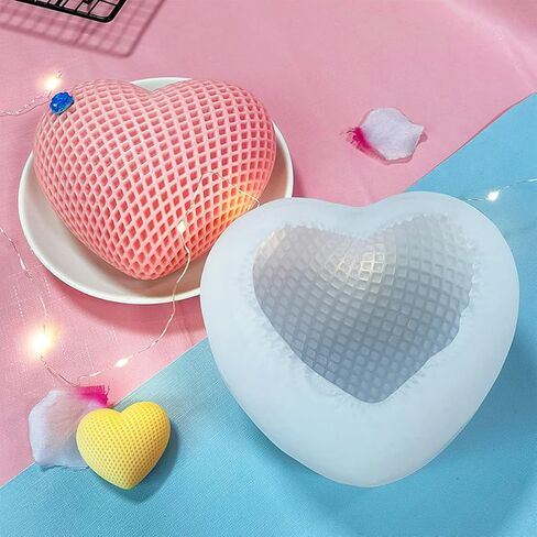 1 Pieces Heart Shaped Silicone Moulds Resin Molds for DIY Crafts Making Chocolate Soap Candle Making Molds(M-2.71x3.03inch) in Saudi Arabia