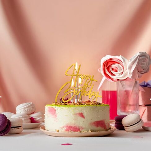 10 PCS Gold Birthday Cake Topper Mirror Acrylic Happy Birthday Cake Toppers Double-Sided Dessert Decorations for Girls Women's Party Supplies Cake Charm Supplies for Birthday Party in Saudi Arabia