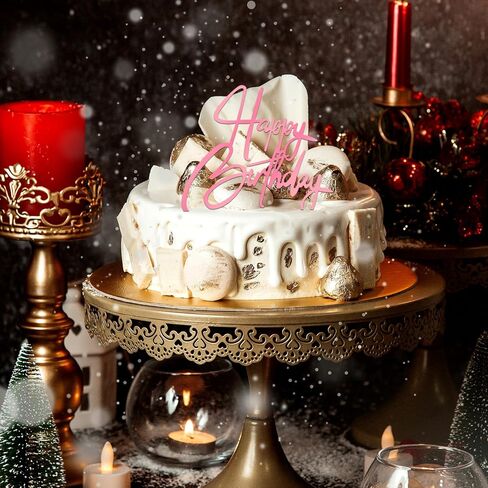 10 قطع من أعلى كعكة عيد الميلاد الذهبية مرآة من الأكريليك لتزيين كعكة عيد الميلاد السعيد على الوجهين لتزيين الحلوى للفتيات والنساء لوازم الحفلات ومستلزمات تزيين الكيك لحفلات أعياد الميلاد in Kuwait