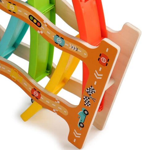 Wooden Car Ramp Toy for 1 2 3 Year Old Boys and Girls 4 Level Toddler Race Track with 8 Mini Cars Garage - Montessori Toys for 1-3 Year Old Christmas Birthday Gifts in Saudi Arabia