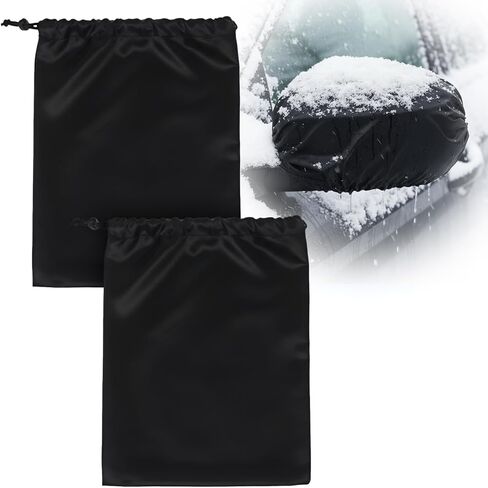 2 PCS Car Rearview Mirror Snow Covers Black Mirror Covers with Drawstrings Waterproof Auto Rearview Protection Cover Exterior Rear View Universal Fit Car Vehicle Trucks Winter Ice Snow Rain in Saudi Arabia