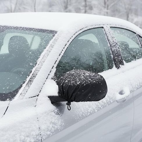 2 PCS Car Rearview Mirror Snow Covers Black Mirror Covers with Drawstrings Waterproof Auto Rearview Protection Cover Exterior Rear View Universal Fit Car Vehicle Trucks Winter Ice Snow Rain in Saudi Arabia