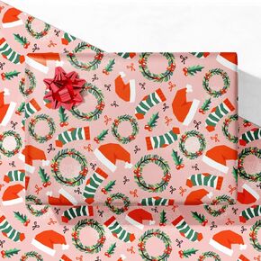 GIOLNIAY Pink Christmas Wrapping Paper for Boys Girls Kids - Cute Holiday Gift Wrap with Sloth, Llama, Cactus & Palm Tree on Pink - 4 Jumbo Sheets, 28" x 40" Each (31 sq. ft ttl), Easy to Store in Kuwait
