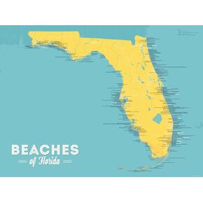 Florida Beaches Checklist Map 18x24 Poster (Natural Earth) in Kuwait