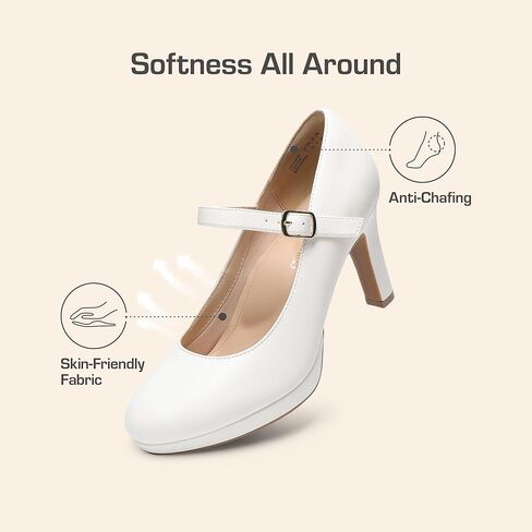 أحذية DREAM PAIRS النسائية ذات المقدمة المغلقة والكلاسيكية بكعب عالٍ ومقدمة مستديرة مريحة ومنخفضة منصة ماري جين فستان مضخات in Saudi Arabia