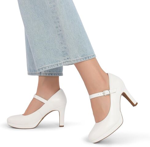 أحذية DREAM PAIRS النسائية ذات المقدمة المغلقة والكلاسيكية بكعب عالٍ ومقدمة مستديرة مريحة ومنخفضة منصة ماري جين فستان مضخات in Saudi Arabia
