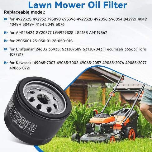 2 قطعة فلتر زيت 49065-0721 49065-7007 متوافق مع كاواساكي FR600V FR651V FR691V FR730VFS600V FS651V FS691V FS730V FX481V FX600V FX651V FX691V FX730V محرك جزازة العشب فلتر الزيت in Kuwait